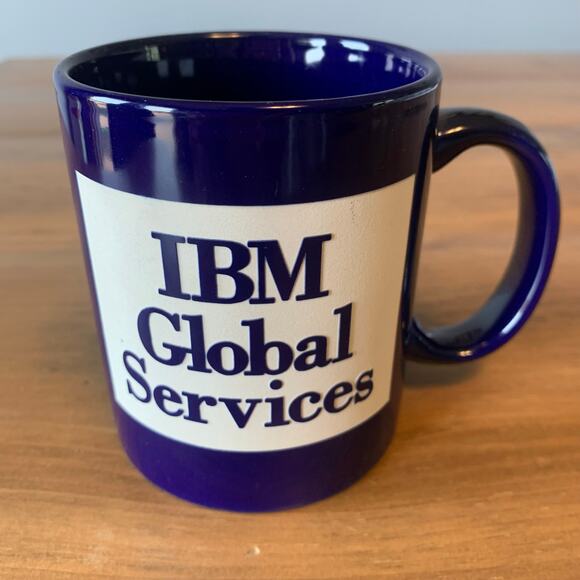 IBM Global Services Coffee Mug Cup Technology Computer Tech Blue Ceramic 3D - Picture 2 of 8